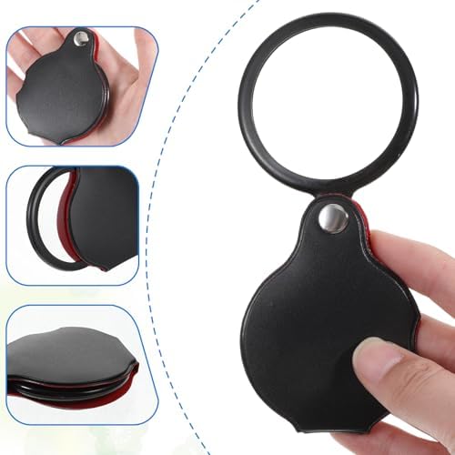 3Pcs Small Magnifying Glass for Kids and Seniors, Portable Pocket Magnifier 10X Mini Folding Magnifying Glasses with Rotating Protective Sheath for Reading Close Work Repairing Hobby Or Coins