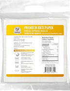 52USA Square Rice Paper, 3 Pack, White Rice Paper Wrappers, Fresh Spring Roll Wrappers & Dumplings-102 Sheets, Gluten-Free Wonton Wrappers, Vegan, Low Carb, Vietnamese Rice Wraps (22cm, 36 oz)