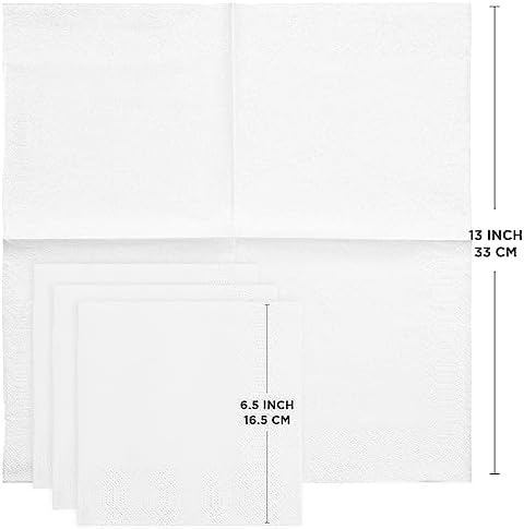 White 3-Ply Disposable Lunch Napkins, 125 Count – Paper Cocktail & Party Napkins for Weddings, Birthdays, Bars & Events, EU Made