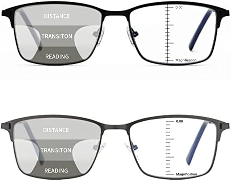 LKEYE Progressive Multifocus Reading Glasses Men No Line Multifocal Transition Blue Light Readers Metal Wide Frame Eyeglasses