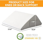 Ruqmuis Knee Pillow for Back Sleeping, 8” Knee Wedge Pillow to Elevate Knee, Leg Pillow for Back Pain Relief, Triangle Pillow, Leg Elevation Pillows for After Surgery, Blood Circulation, White/Grey