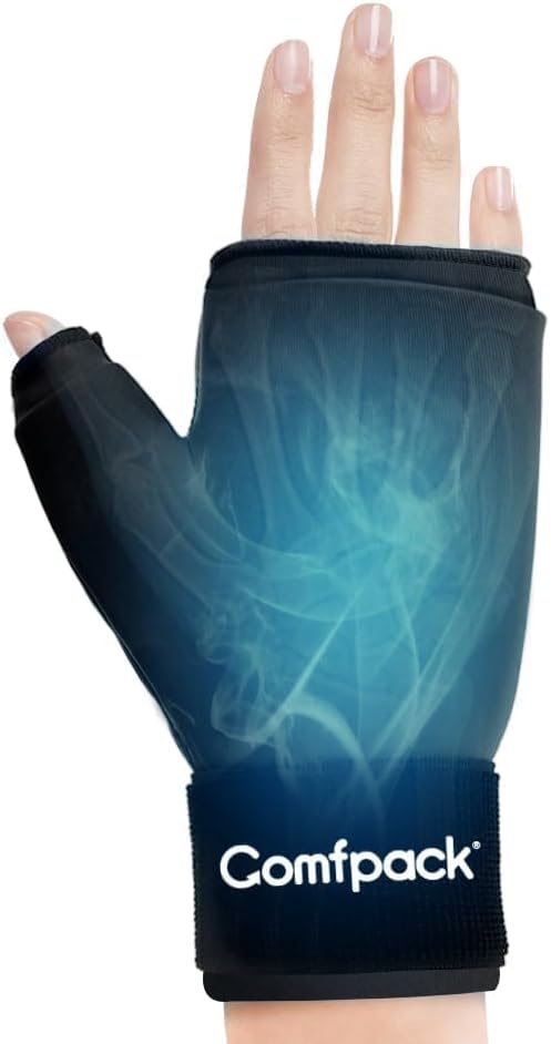 Hand Ice Pack Glove, Soft Gel Thumb & Wrist Ice Pack Wrap Reusable Hot Cold Therapy Compress for Arthritis, Tenosynovitis, Swelling, Surgery, Tendonitis, Carpal Tunnel, Trigger Finger