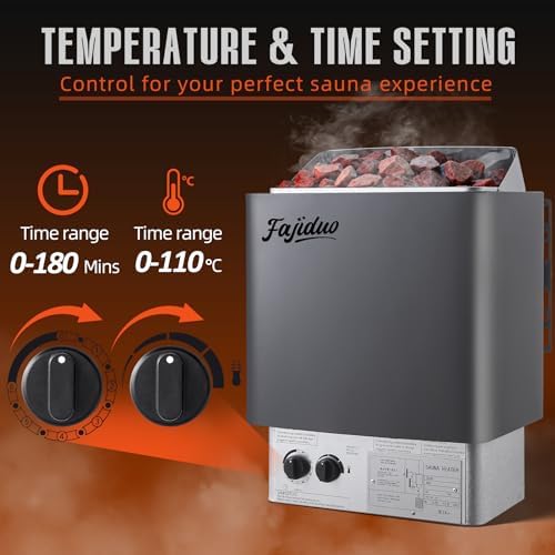 Sauna Heater, 6KW 110V Electric Sauna Stove with Bracket, Adjustable Temp & 3H Timer Dry Sauna Heater for Max 318 Cu.ft Saunas Rooms, Home Sauna, Commercial