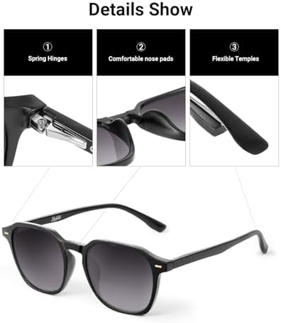 LADEESSE Reading Sunglasses for Women, Stylish Reading Glasses, Lightweight Square Readers for Men & Women