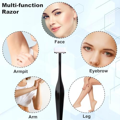 PAGOW 24pcs Eyebrow Razor, T-Shape Facial Razors for Women & Men, Eyebrow Shaper and Shaver with Protective Cover, Eyebrow Trimmer Kit for Face and Eye Brow (Black)