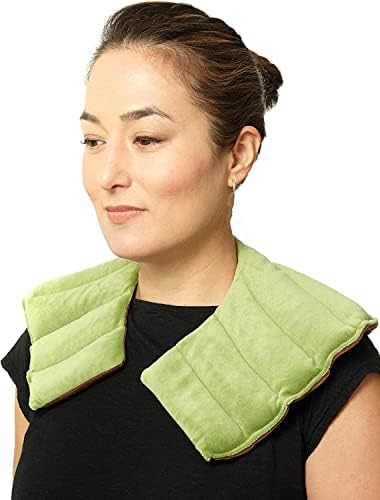 DreamTime Hot or Cold Neck Wrap, Microwaveable Heating Pad for Shoulders, Calming Lavender and Peppermint Aromatherapy, Freeze to Soothe Pain, Soft Silky Spa Pillow