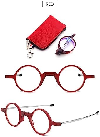VEVESMUNDO Portable Round Reading Glasses Foldable Folding Lightweight Travel Eyeglasses Readers in Case