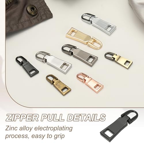 uxcell 2Pcs Zipper Pull Replacement, Detachable Metal Zipper Handle Mend Fixer Tab Repair for Luggage Suitcase Backpack Jacket Bags Boots Coat Handbags, Gold