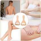 2Pcs Wooden Massage Roller Handheld Bead Massage Tool for Legs Body Feet Muscle Roller Stick