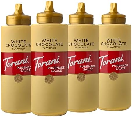 Torani White Chocolate Puremade Sauce, Kosher, Gluten Free & Non-GMO, 16.5 Ounce (Pack of 4)