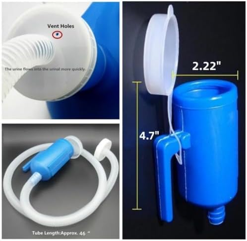 Men's 2000ML Portable Potty,YUMSUM Pee Bottle Male Urinal Collector for Hospital Camping Car Travel Toilet Urinal,130 CM Tube (Blue)