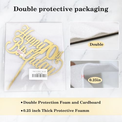 Happy 70th birthday Cake Topper Acrylic Gold birthday party cake decorations hello 70th years old, happy 70th years old Anniversary Party Cake Decorations