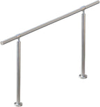 4 Step Stair Railing, Handrail for Indoor Outdoor Steps, 1.65 in Round DIY 304 Stainless Steel Transitional Porch Deck Hand Rail with Installation Kit for Seniors, Silver, 54 x 36 in