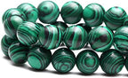 Youngbling Natural Gemstone Beads for Jewelry Making,10mm Green Malachite Polished Round Smooth Stone Beads for Bracelet Necklace 15 Inch