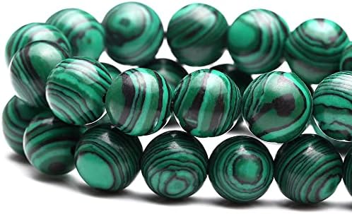 Youngbling Natural Gemstone Beads for Jewelry Making,10mm Green Malachite Polished Round Smooth Stone Beads for Bracelet Necklace 15 Inch