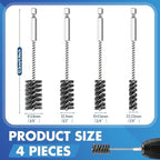 Hicarer 4 Pcs Stainless Steel Wire Brush for Drill Bore Brush Set with Hex Shank Handle Wire Brushes for Drill Ports Tubes Bearings Cleaning Parts Attachments and More, 3/8'', 1/2'', 3/4'', 7/8''