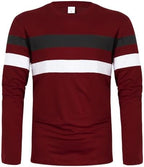 Men's Long Sleeve Tee Shirts Color Block Striped Tee Pullover Casual Round Neck Basic Shirts Fitness Sports Tops