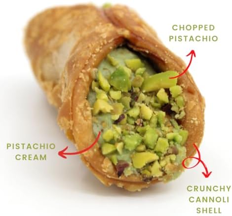 GUSTO ETNA Sicilian Cannoli filled with Pistachio Cream, 8 Pieces, Mini Cannoli in Gift Box with Pistachio Butter, Crunchy Sweet Delicacy from Bronte, Sicily, Italian Biscotti Cookies, From Italy