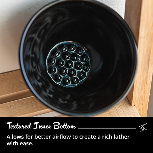 ROYAL SHAVE Ceramic Textured Shaving Bowl – Shave Soap & Shaving Cream Dish, Textured for Rich Lather – LARGE (Black)