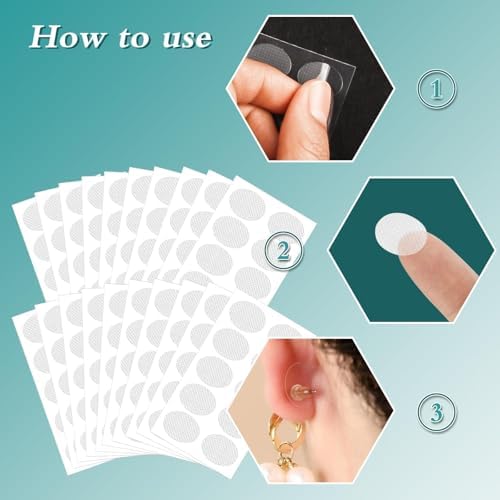 500PCS Ear Lobe Support Patches for Earrings, Clear Earring Stickers for Heavy Earrings (0.59 x 0.49inch) & Earring Covers for Sports, Ear Tape Lobe Support Patches for Long Time