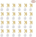 Gold Happy 24th Birthday Cupcake Topper, 24-Pack Number 24 Glitter Birthday Party Cupcake Toppers, Decorations