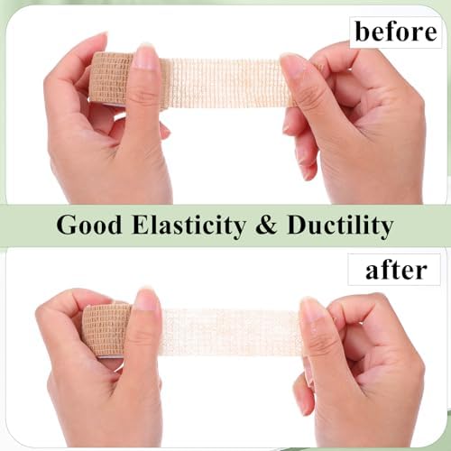8 Rolls 1 inch Big Toe Protectors Bandage, Self Adhesive Toe Covers Guards for Men, Women, Runners Pain Relief, Thumb, Finger, Wrist, Ankle, Vet Wrap, Broken Little Toenail Tape (Skin Color)