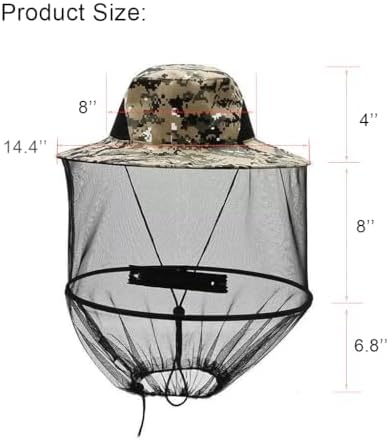 Mosquito Net Hat Adjustable Beekeeper Hat Lightweight & Foldable Bug Head Net for Outdoor Hiking Camping UV Protection Polyester Mesh for Men & Women Grey