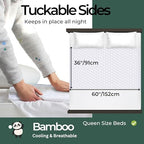 Hygge Sheets®️ Organic Washable Incontinence Bed Pads with Tucks - 100% Waterproof Reusable Mattress Protector Underpads - Rayon derived from Bamboo - Queen