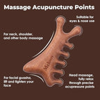 4 in 1 Sandalwood Gua Sha Massager, Scraping Massage Comb for Hair, Face, Eye, Neck & Body Meridian Therapy Tool for Relaxation & Rejuvenation