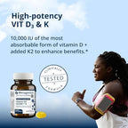Metagenics Vitamin D3 and Vitamin K2 10,000 IU with MK-7- Vitamin D3 with K2 for Immune Support, Bone & Heart Health-Non-GMO, Gluten-Free-60 Softgels
