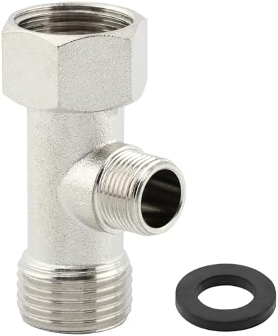 Bidet T Adapter, 3 Way Adapter or Tee Connector (Thread Size 1/2″ x 1/2″ x 9/16″), Bidet Attachment for Toilet (1/2inch)