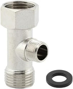 Bidet T Adapter, 3 Way Adapter or Tee Connector (Thread Size 1/2″ x 1/2″ x 9/16″), Bidet Attachment for Toilet (1/2inch)