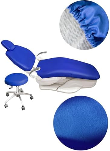 4Pcs/Set Dental Chair Covers, Dental PU Leather Unit, Waterproof PU Leather Protective Dental Full Chair Covers Elastic Stylish Dental Chair Seat Cover, Headrest Backrest Protector, (Color:Light blue)