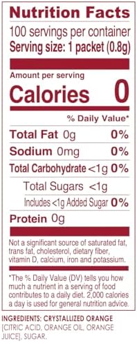 True Orange 100ct (Pack of 1) - Water Enhancer - Bulk Dispenser - 0 Calorie Drink Mix Packets For Water - Orange Flavoring Powder Packets
