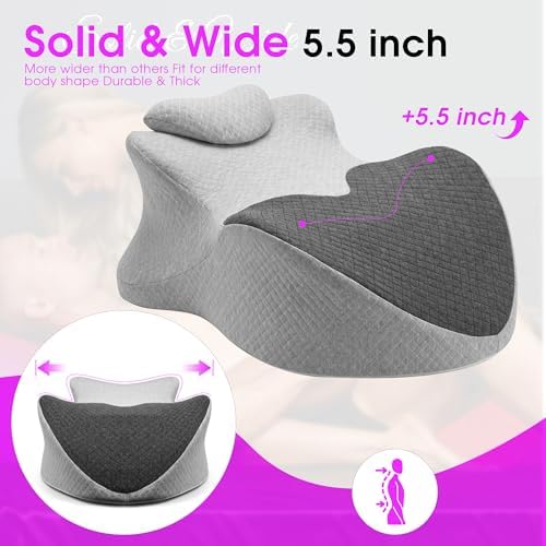 Intimacy Support Pillow for Couples, 27° Ergonomic Memory Foam Position Cushion, Multi-Functional Back Lumbar Support Pillow for Bedroom Living Room Office (Black & Grey)