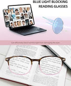 JM Blue Light Reading Glasses for Women with Spring Hinge, Classic Square Reader Glasses Ladies Mix Color 6 Packs +4.0