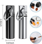 Small Portable Pill Box Keychain (3 Pack), Aluminium Alloy Mini Pill Organizer Case Container for Purse,Waterproof Metal Pill Holder Medicine Bottle for Outdoor Camping Travel(Black+Silver+Red)