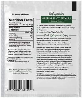 Mrs. Wages Medium Spicy Pickles Refrigerator Pickle Mix | Quick and Easy | Simple-To-Use | Simple Homemade Pickles | Flavorful Spice | 1.85 oz Packet (Value Pack of 12)