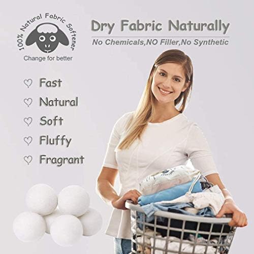 Budieggs Wool Dryer Balls Organic XL 6-Pack, 100% New Zealand Wool Chemical Free Fabric Softener for 1000+ Loads, Baby Safe & Hypoallergenic, Fabrics Soft and Fluffy Naturally