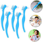 KOMBIUDA 5pcs Dual-Headed False Tooth Brushes for Denture Cleaning Easy to Use Tooth Care Tools