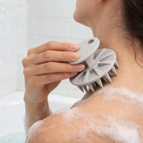 1 Piece Silicone Scalp Hair Massage Brush Easy Foaming Bathing Scalp Multi-Functional Body Scrub Brushes Bathroom Accessories (Shampoo Brush,8x6cm)