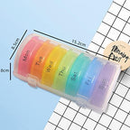 EXCEART Rainbow 21 Compartments Weekly Pill Organizer Portable Medicine Dispenser Round Vitamin Container Travel Holder for Daily Pill Storage