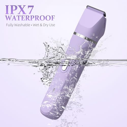 5-in-1 Bikini Trimmer for Women, IPX7 Waterproof Electric Razors Shaver, Cordless Body Hair Trimmer, Facial & Pubic Hair Removal, Ceramic Blade (Purple)