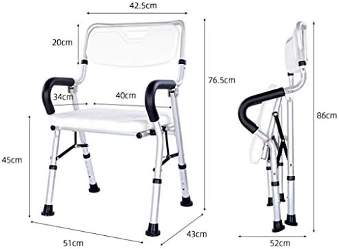 Seat Stool Shower Chair,Bathtub Seat Foldable Shower Chair, Portable Bath Seat with Durable Aluminum Legs, Adjustable with Backrest Bathroom