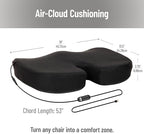 Mind Reader Heated Memory Foam Seat Cushion with Air-Cloud Support, Slim Ergonomic Cushion with 4 Heat Settings Timer and Auto Shut-Off, Black