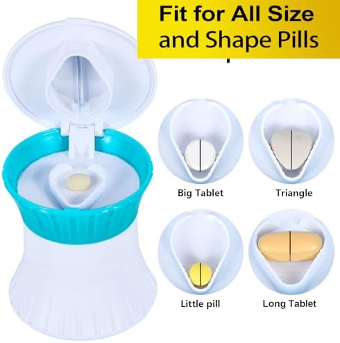 Pill Cutter and Splitter for Small or Large Pills - [3 in 1] - Tablets Crusher Grinder - Pills Cutter with Small Pill Box Organizer Giramika