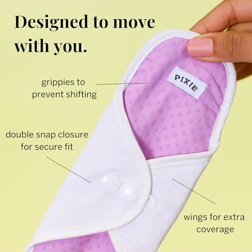 Pixie Cotton Cloth Pads for Feminine Care - 100% Organic Reusable Pads - Ranked 1 for Softest Menstrual Sanitary Napkins - Machine Washable & Includes Free Wet Bag - Menstrual Liner (Mini)