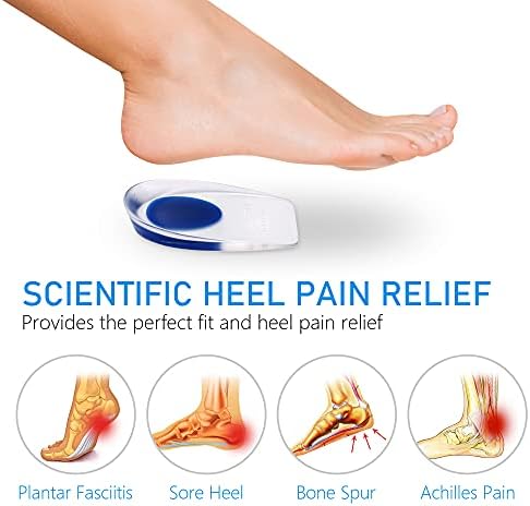 Dr.Pedi Heel Cups for Heel Pain 3 Pairs Gel Silicone Heel Pads Heel Lifts for Achilles Tendonitis Inserts for Women Insole Shoe for Plantar Fasciitis Relief