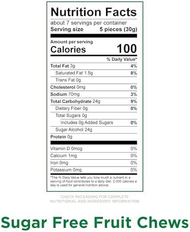 RUSSELL STOVER Sugar Free Fruit Chews Candy, 7.5 oz. bag