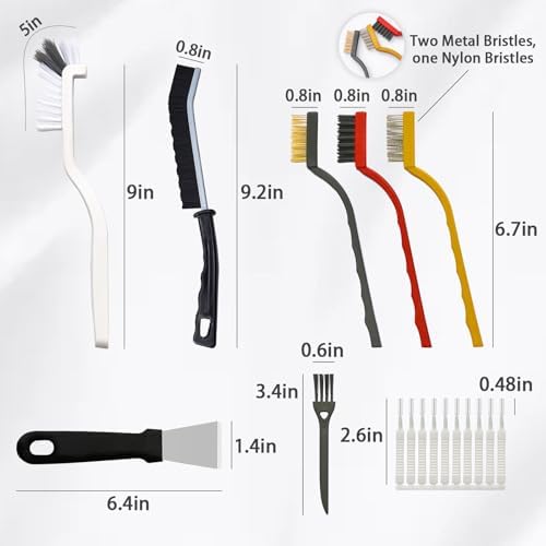 20-Piece Crevice Cleaning Brush Set - Multifunctional Kit with Precision Brushes, Scraper&Shower Cleaner Brush for Car, Kitchen, Bathroom, Grout, Sink, Cup, Teapot, Bottle, Blender, Corners &More